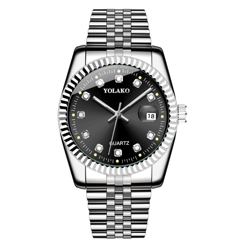 Mode Steel Band Watch Diamond Casual Square Mænd Quartz Watch