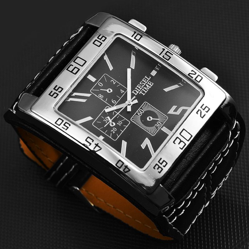 Mode Vintage Sports Firkantet Urskive Form Military Herre Watch Quartz Watch