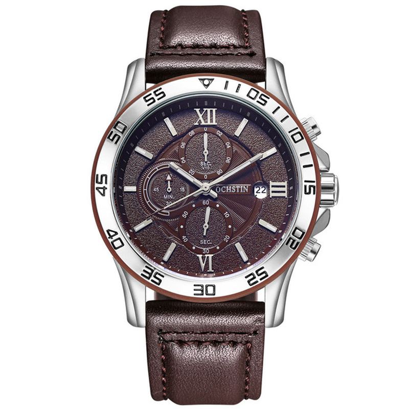 Multi-function Chronograph Herre Armbåndsur Business Style Quartz Ure