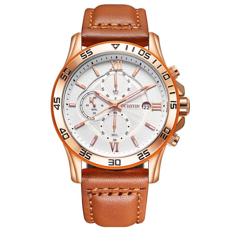 Multi-function Chronograph Herre Armbåndsur Business Style Quartz Ure