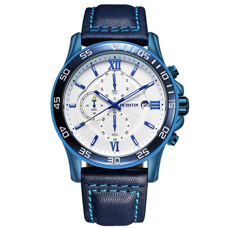 Multi-function Chronograph Herre Armbåndsur Business Style Quartz Ure