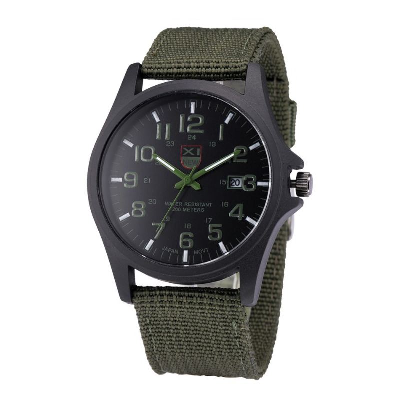 Nylon Band Casual Style Quartz Watch Dato Display Herre Armbåndsur