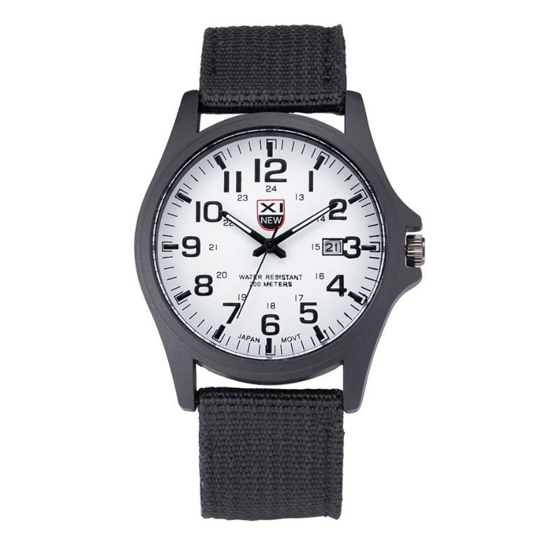 Nylon Band Casual Style Quartz Watch Dato Display Herre Armbåndsur