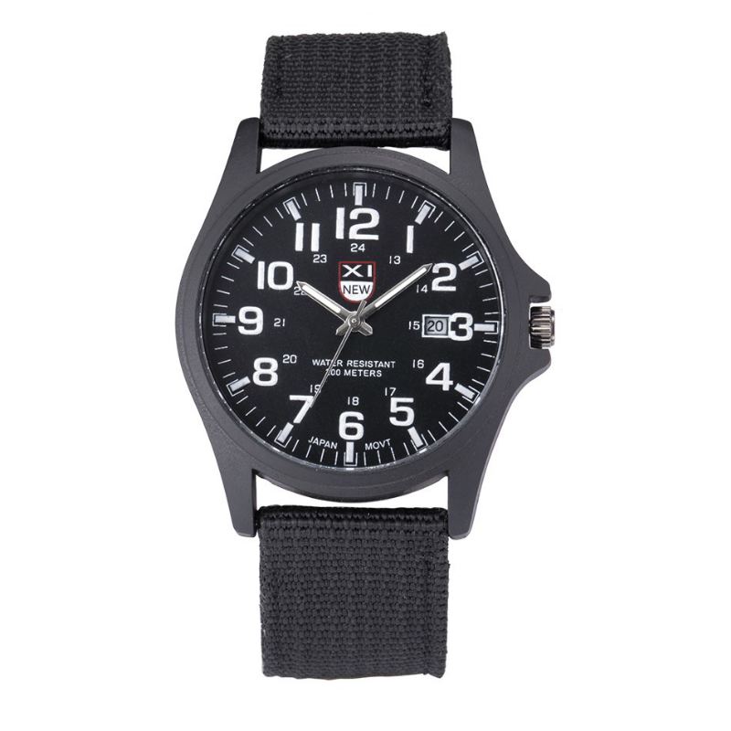 Nylon Band Casual Style Quartz Watch Dato Display Herre Armbåndsur