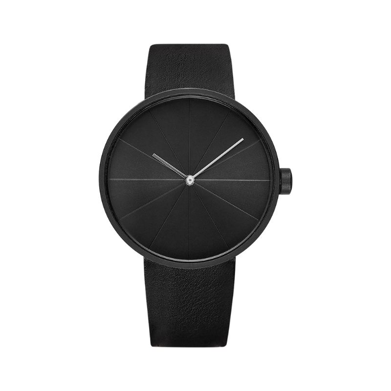 Pladespilleren Simple Art Dial Læderrem Mænd Casual Quartz Watch