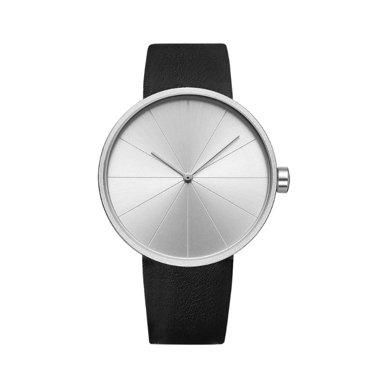 Pladespilleren Simple Art Dial Læderrem Mænd Casual Quartz Watch