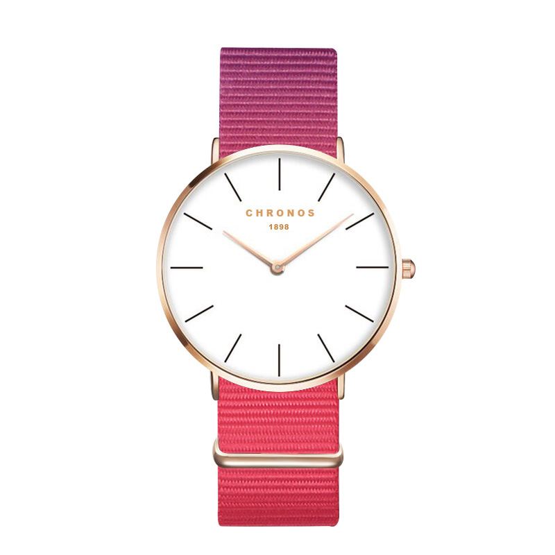 Rose Guld Urkasse Unisex Armbåndsur Nylonrem Quartz Bevægelsesur