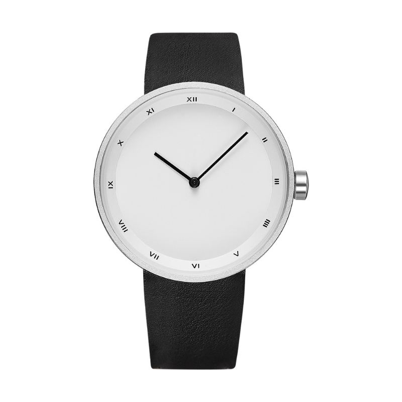 Simple Big Dial Pu Læder Band Vandtæt Herre Quartz Watch