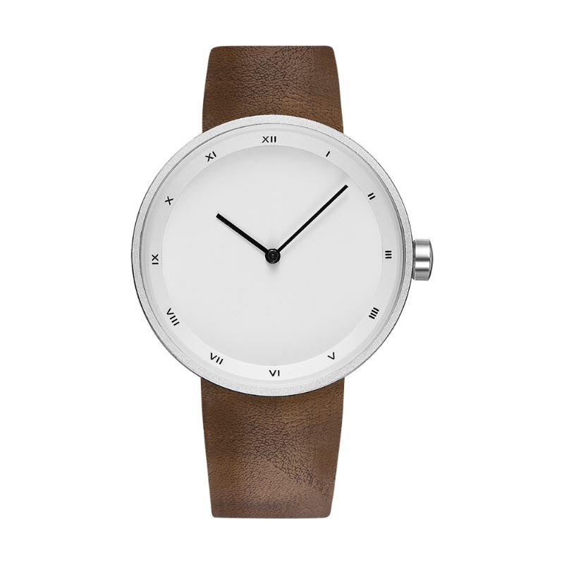 Simple Big Dial Pu Læder Band Vandtæt Herre Quartz Watch