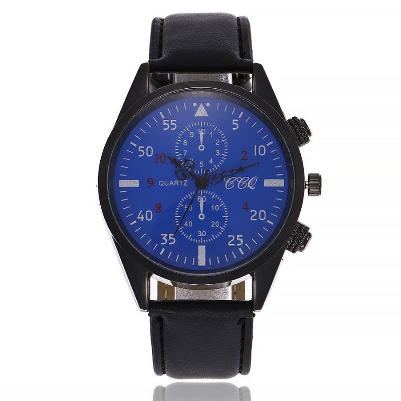 Sport Casual Simple Dial Pu Læder Band Vandtæt Herre Quartz Watch