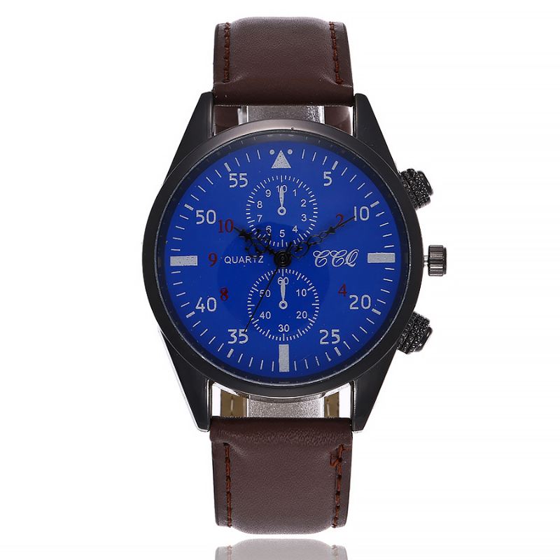 Sport Casual Simple Dial Pu Læder Band Vandtæt Herre Quartz Watch