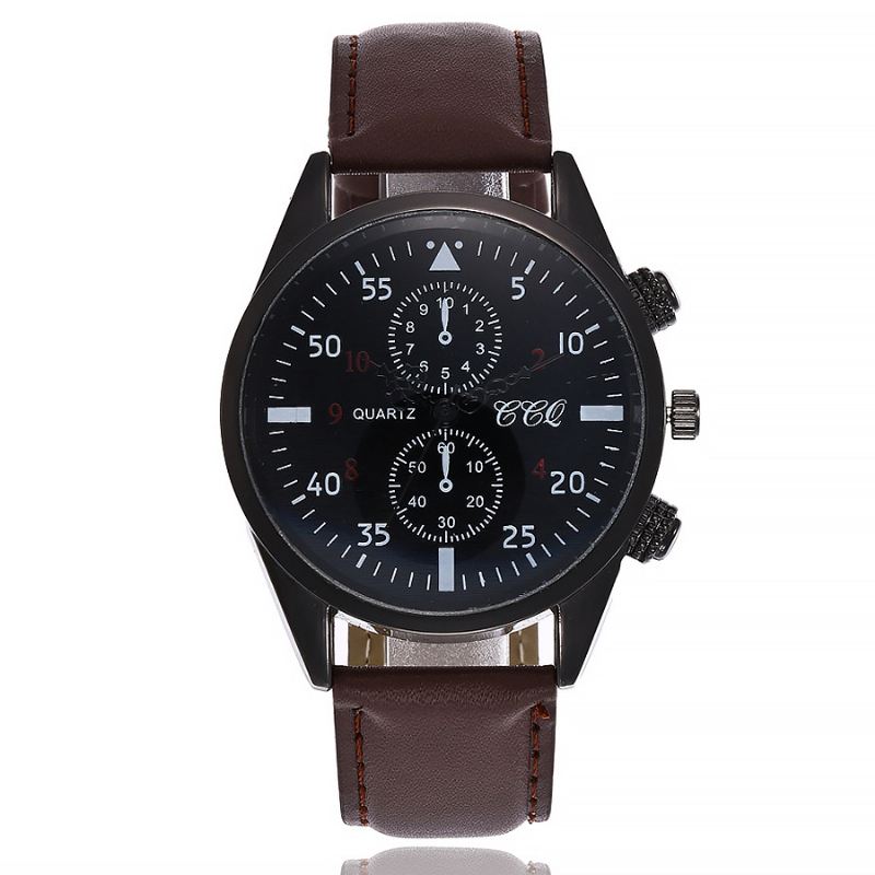 Sport Casual Simple Dial Pu Læder Band Vandtæt Herre Quartz Watch