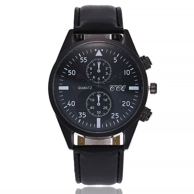 Sport Casual Simple Dial Pu Læder Band Vandtæt Herre Quartz Watch