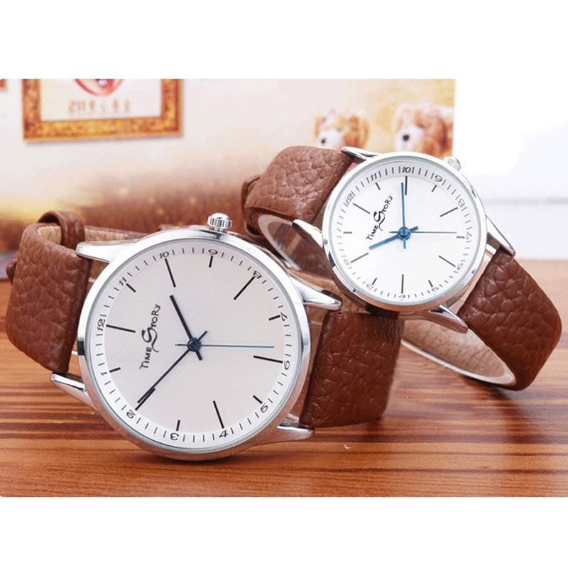 Story Time Retro Bælte Kohudsrem Ultratynd Herreur Quartz Watch Reverse Backwards Watch