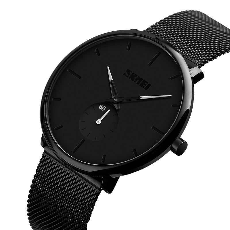 Ultra Tynd Simpel Afslappet Stil Mænd Armbåndsur Mesh Rustfrit Stål Rem Quartz Watch