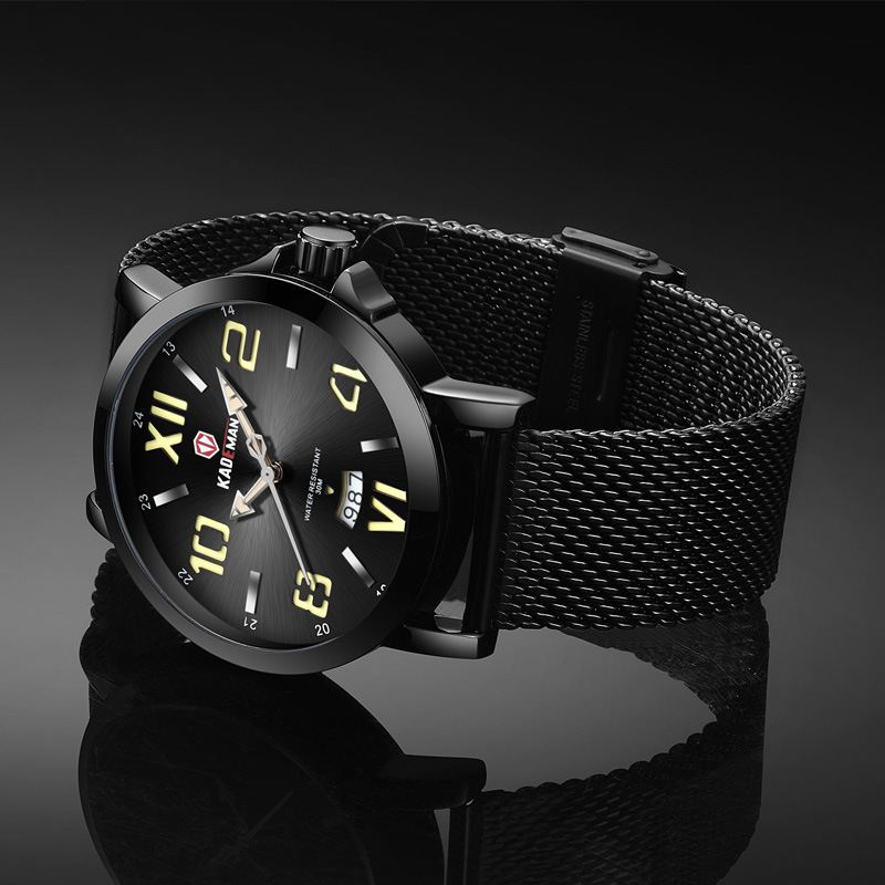 Ultratynde Mænd Armbåndsur Mesh Steel Band Quartz Ure