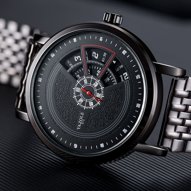 Unikt Design Herrearmbåndsur Fuldt Stål Business Style Creative Quartz Watch