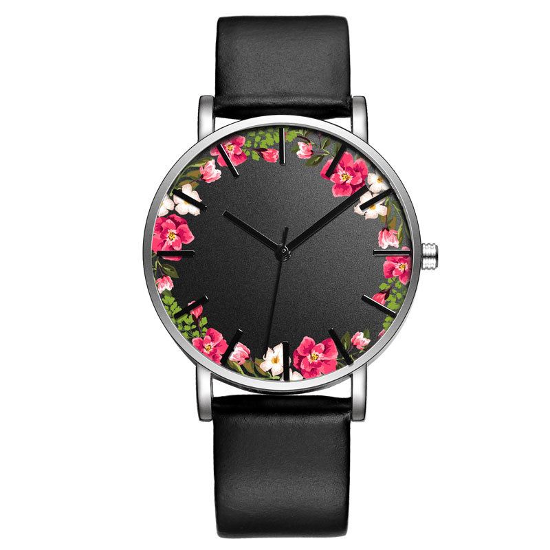 Unisex Armbåndsur Blomster Picture Dial Display Quartz Watch