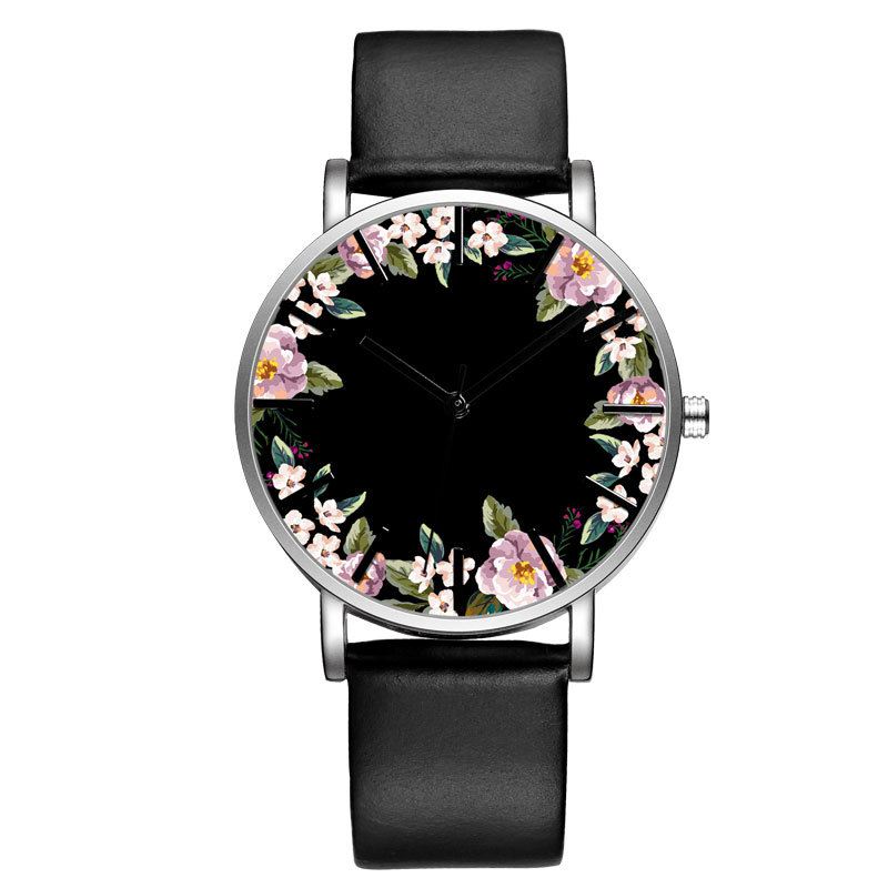 Unisex Armbåndsur Blomster Picture Dial Display Quartz Watch