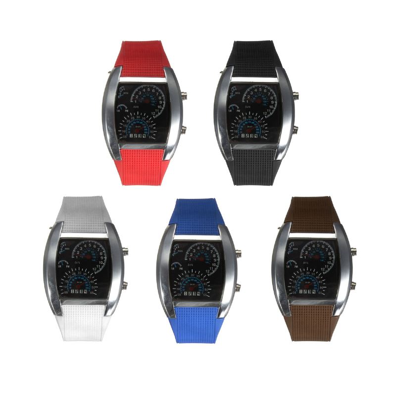 Unisex Mode Square Silikone Gummibånd Dot Led Quartz Watch