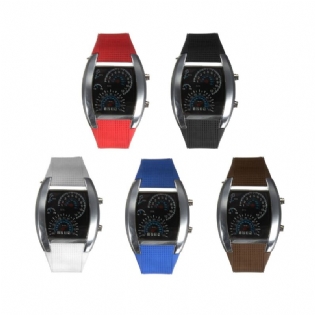 Unisex Mode Square Silikone Gummibånd Dot Led Quartz Watch