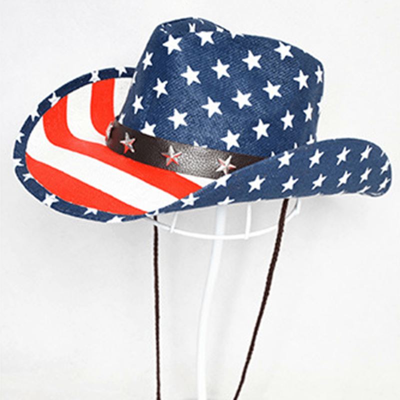 Amerikansk Flag Panama Western Cowboy Hat Sømandsdans Hat Patriotic Jazz Hat