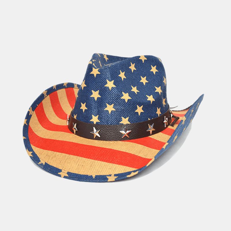 Amerikansk Flag Panama Western Cowboy Hat Sømandsdans Hat Patriotic Jazz Hat