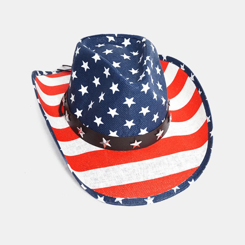 Amerikansk Flag Panama Western Cowboy Hat Sømandsdans Hat Patriotic Jazz Hat