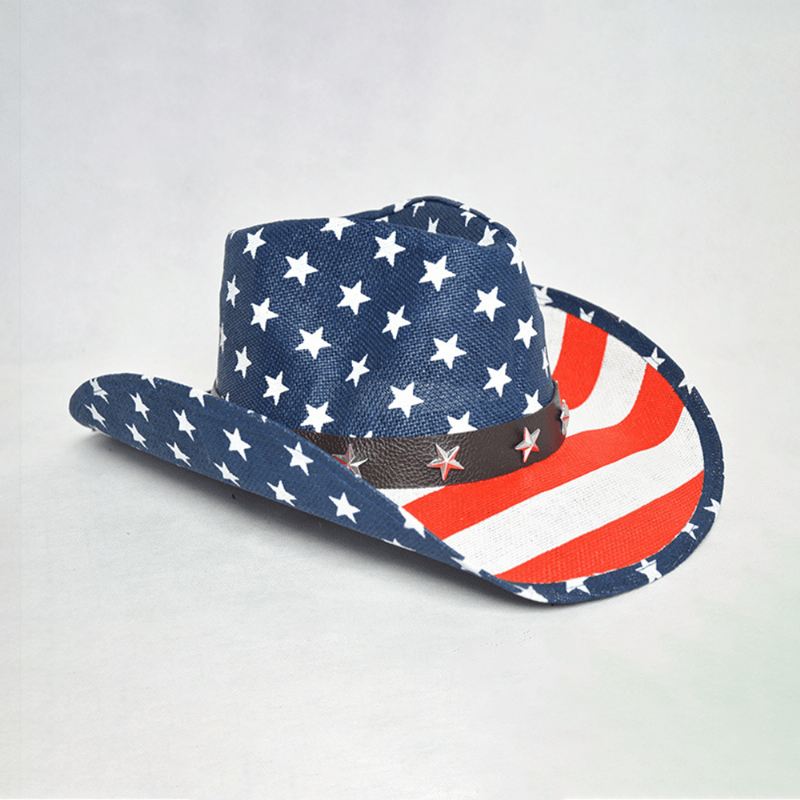 Amerikansk Flag Panama Western Cowboy Hat Sømandsdans Hat Patriotic Jazz Hat