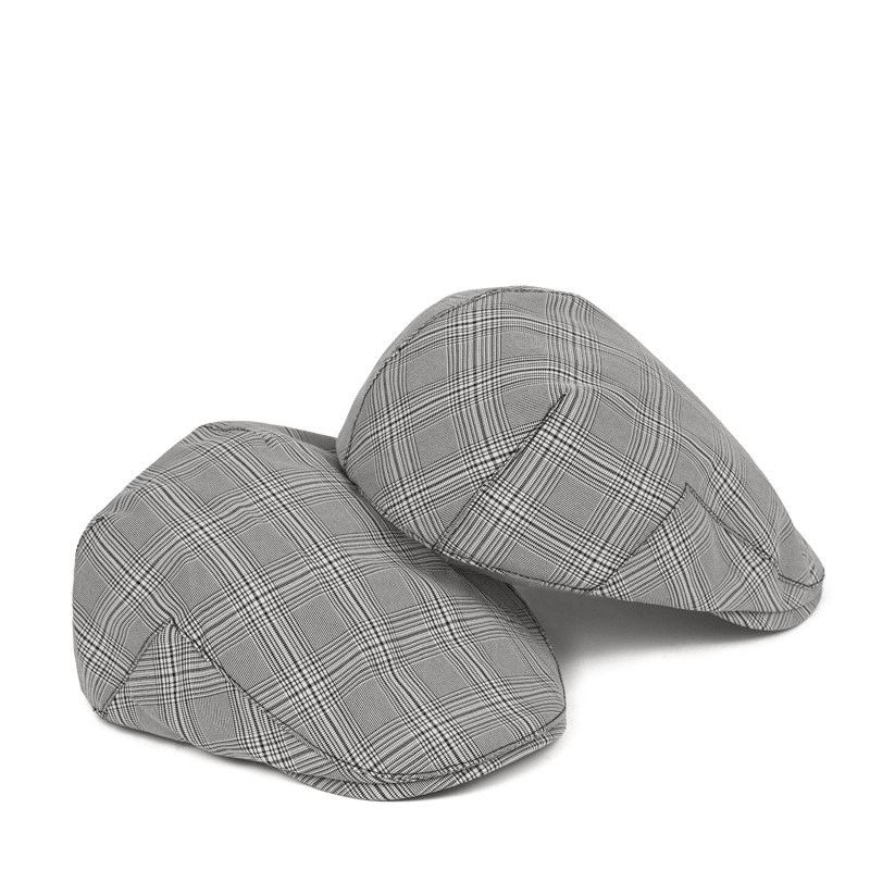 Britisk Plaid Baskerhat Mænds Forward Hat Engros Afslappet Retro Andetunge Gammel Mand Hat Dag Tynd Forår Og Sommer Tidevand