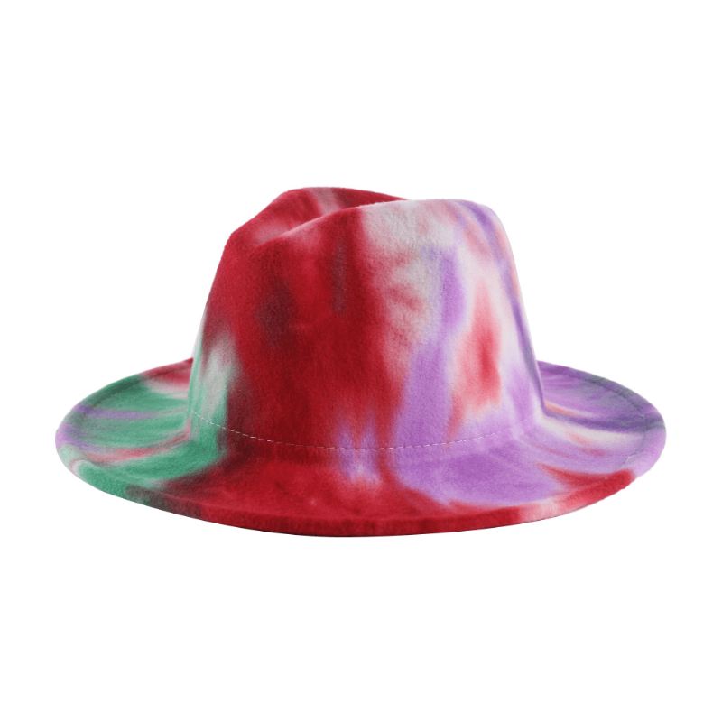 Britisk Stil Mænd Og Kvinder Dobbeltsidet Tie-dye Gradient Mode Jazz Hat