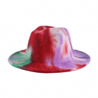 Britisk Stil Mænd Og Kvinder Dobbeltsidet Tie-dye Gradient Mode Jazz Hat