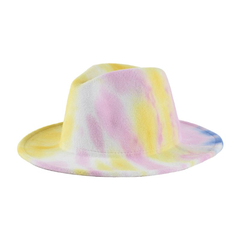 Britisk Stil Mænd Og Kvinder Dobbeltsidet Tie-dye Gradient Mode Jazz Hat