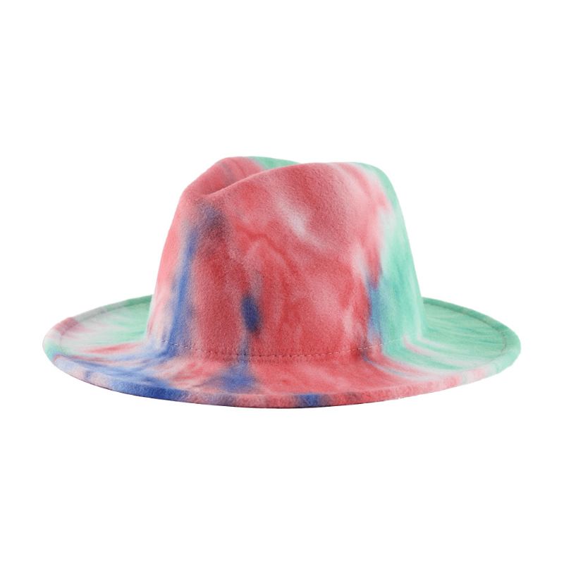 Britisk Stil Mænd Og Kvinder Dobbeltsidet Tie-dye Gradient Mode Jazz Hat