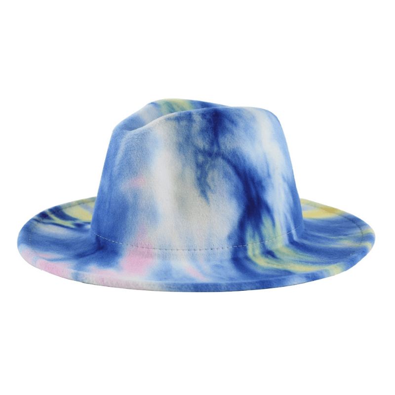 Britisk Stil Mænd Og Kvinder Dobbeltsidet Tie-dye Gradient Mode Jazz Hat