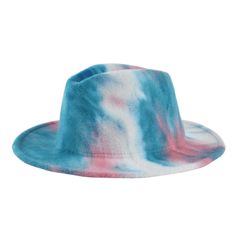 Britisk Stil Mænd Og Kvinder Dobbeltsidet Tie-dye Gradient Mode Jazz Hat