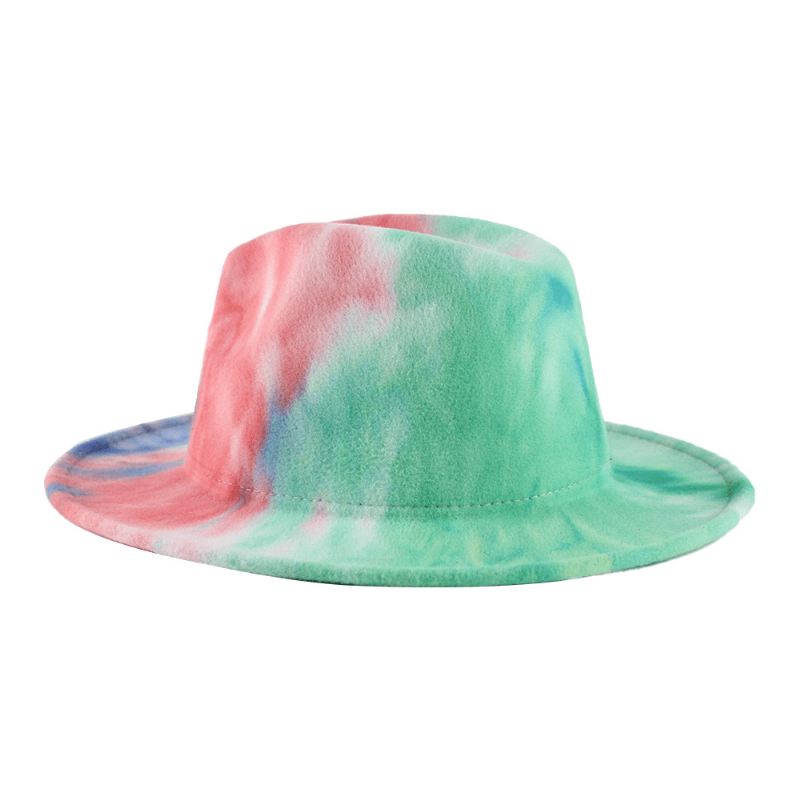 Britisk Stil Mænd Og Kvinder Dobbeltsidet Tie-dye Gradient Mode Jazz Hat