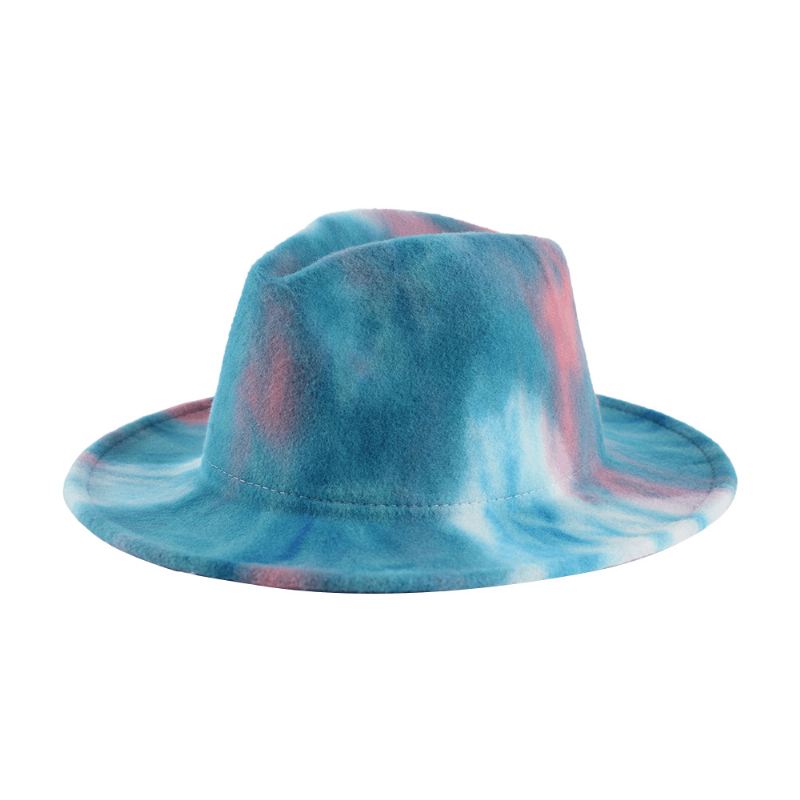 Britisk Stil Mænd Og Kvinder Dobbeltsidet Tie-dye Gradient Mode Jazz Hat