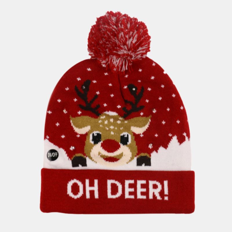 Christmas Snowman Elk Juletræ Cuffed Ball Strik Hat