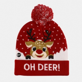 Christmas Snowman Elk Juletræ Cuffed Ball Strik Hat