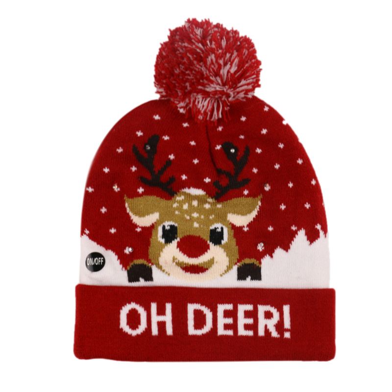 Christmas Snowman Elk Juletræ Cuffed Ball Strik Hat