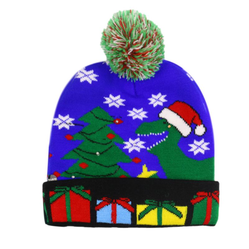 Christmas Snowman Elk Juletræ Cuffed Ball Strik Hat