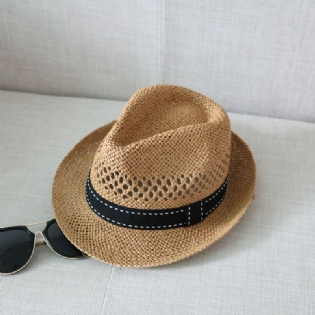 Cool Hat Ny Sommerhat Mænds Og Kvinders Tophat Vævet Britisk Stil Solbeskyttelse Beach Hollow Out Solhat