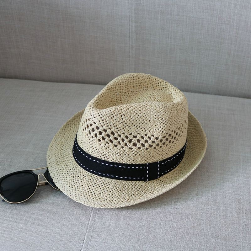 Cool Hat Ny Sommerhat Mænds Og Kvinders Tophat Vævet Britisk Stil Solbeskyttelse Beach Hollow Out Solhat