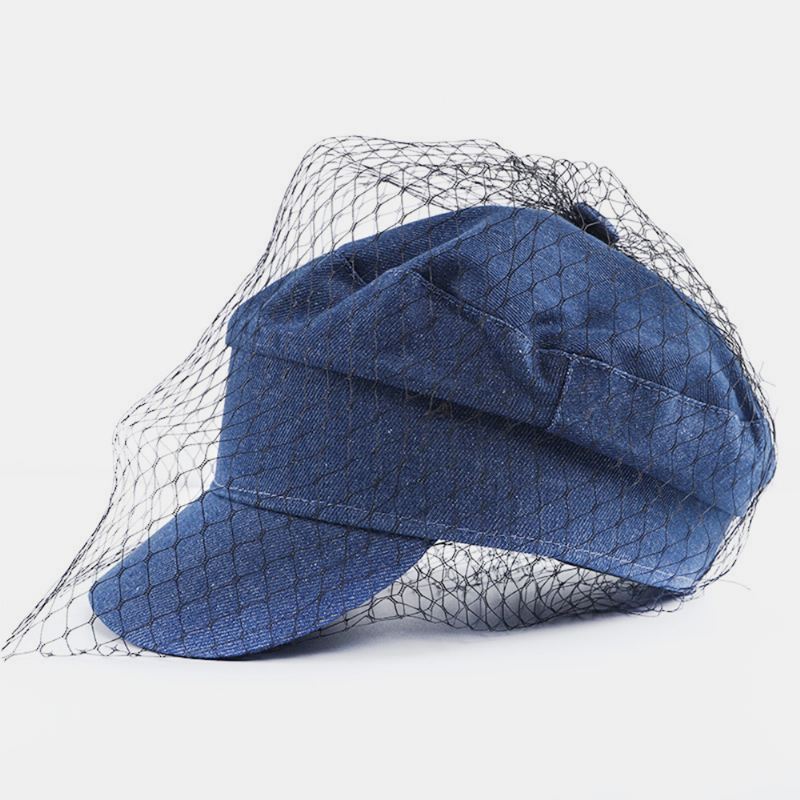 Denim Mesh Navy Cap Peak Cap Flade Hatte Vilde England Militær Hat Kaptajn Caps Navy Caps