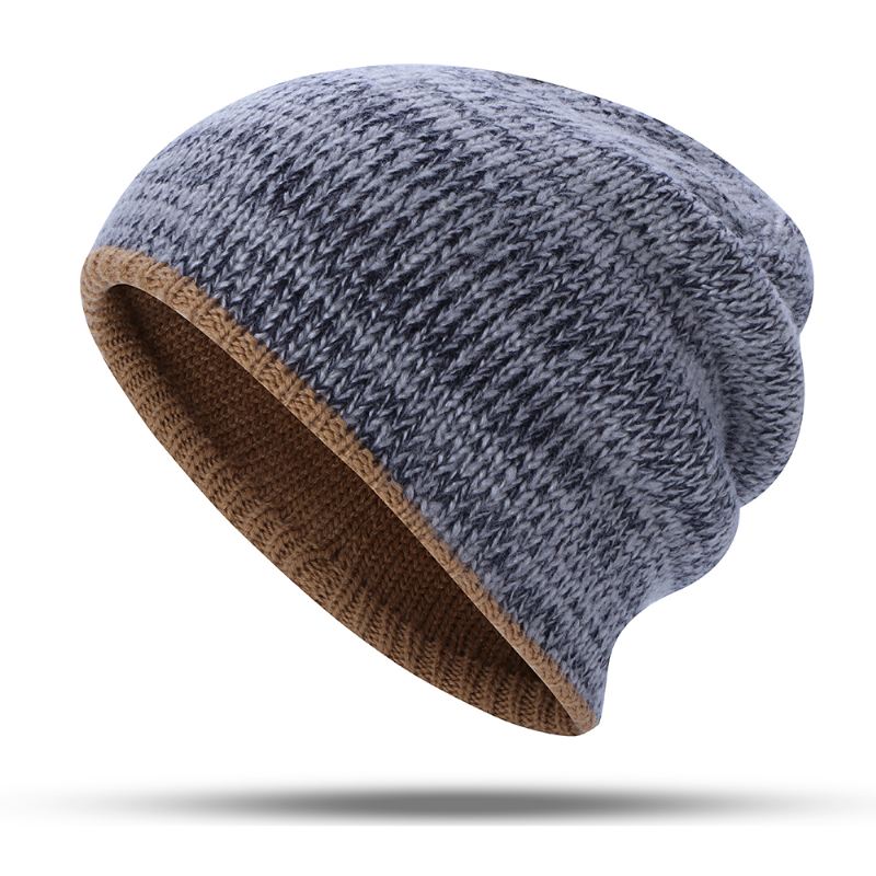 Dobbelt-sidet Iført Dobbeltlags Strik Hue Beanie Cap