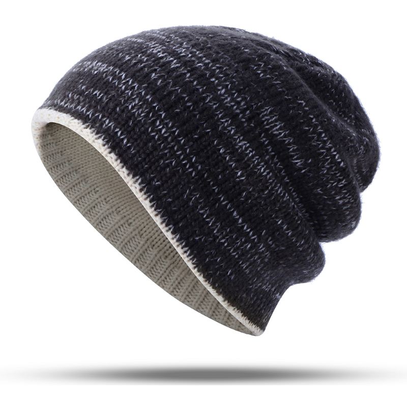 Dobbelt-sidet Iført Dobbeltlags Strik Hue Beanie Cap