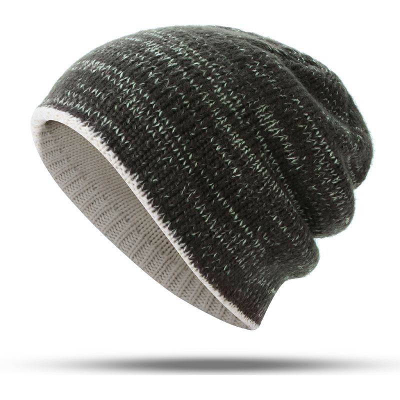 Dobbelt-sidet Iført Dobbeltlags Strik Hue Beanie Cap