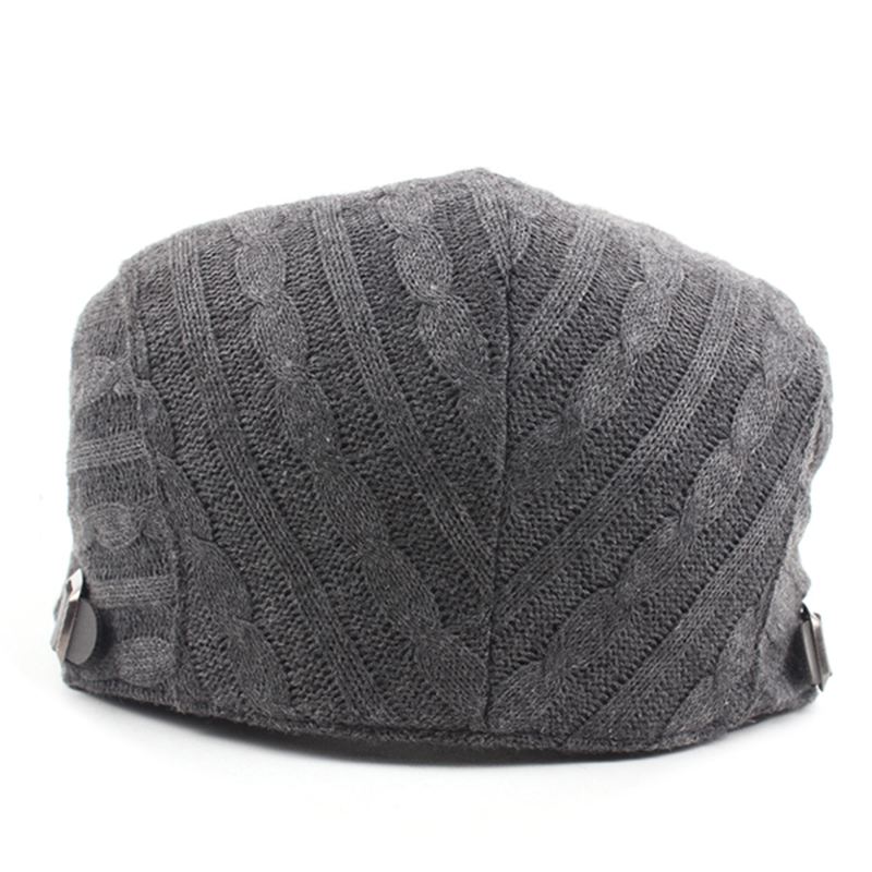 Herre Bomuld Strikket Varm Baret Cap Spænde Justerbar Golf Sport Cabbie Forward Hat