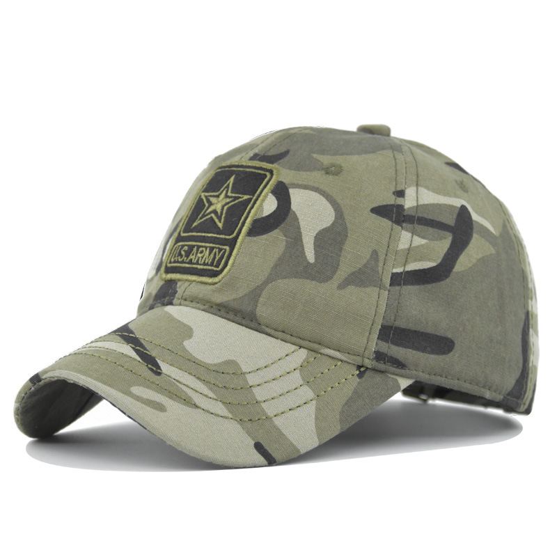 Herre-camouflage-baseballkasket U.s. Army-broderet Pentagram-kasket Forår Og Efterår Canvas Solhat